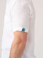 White Short-Sleeved Linen Shirt
