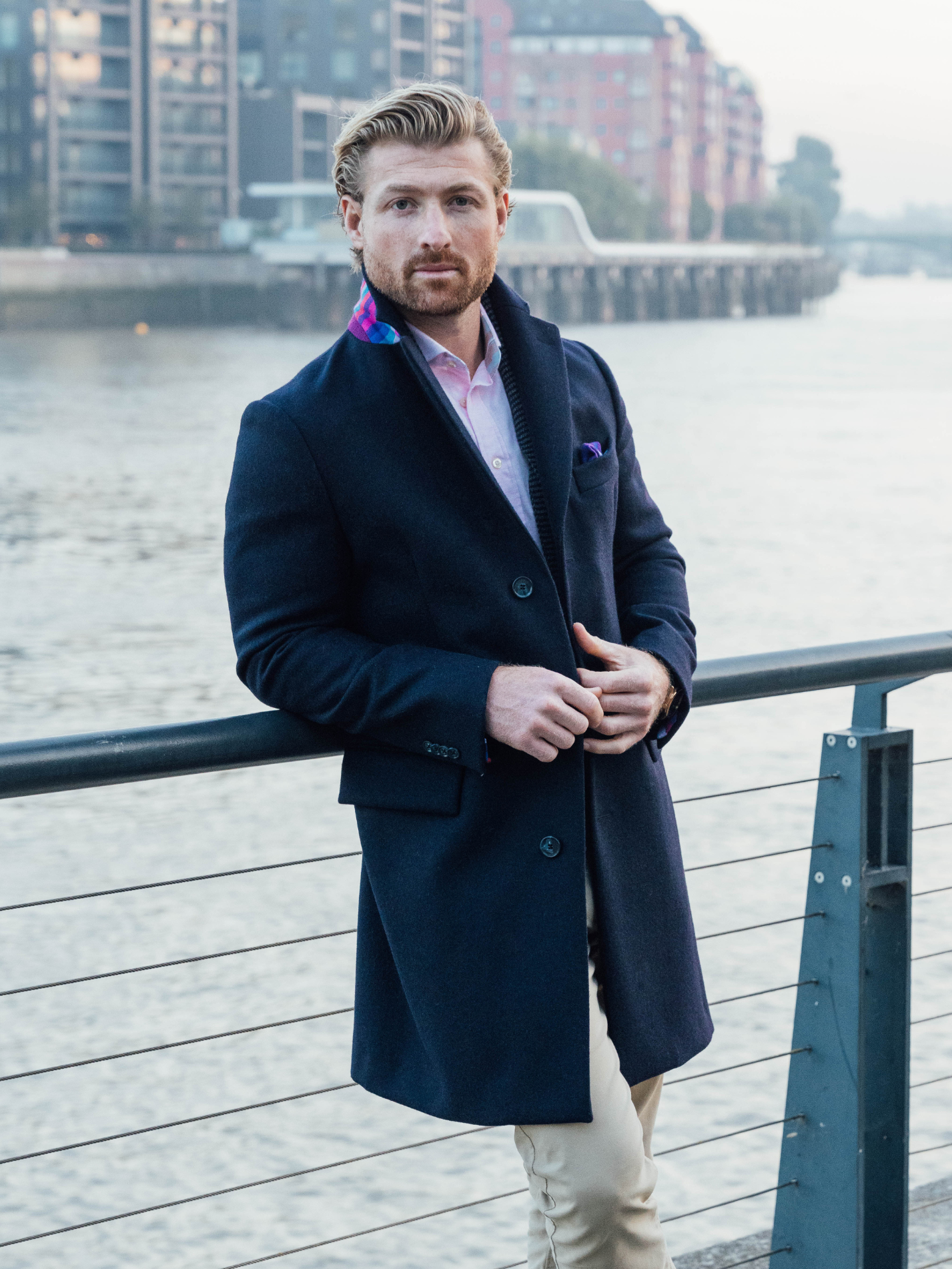 Navy Wool Overcoat