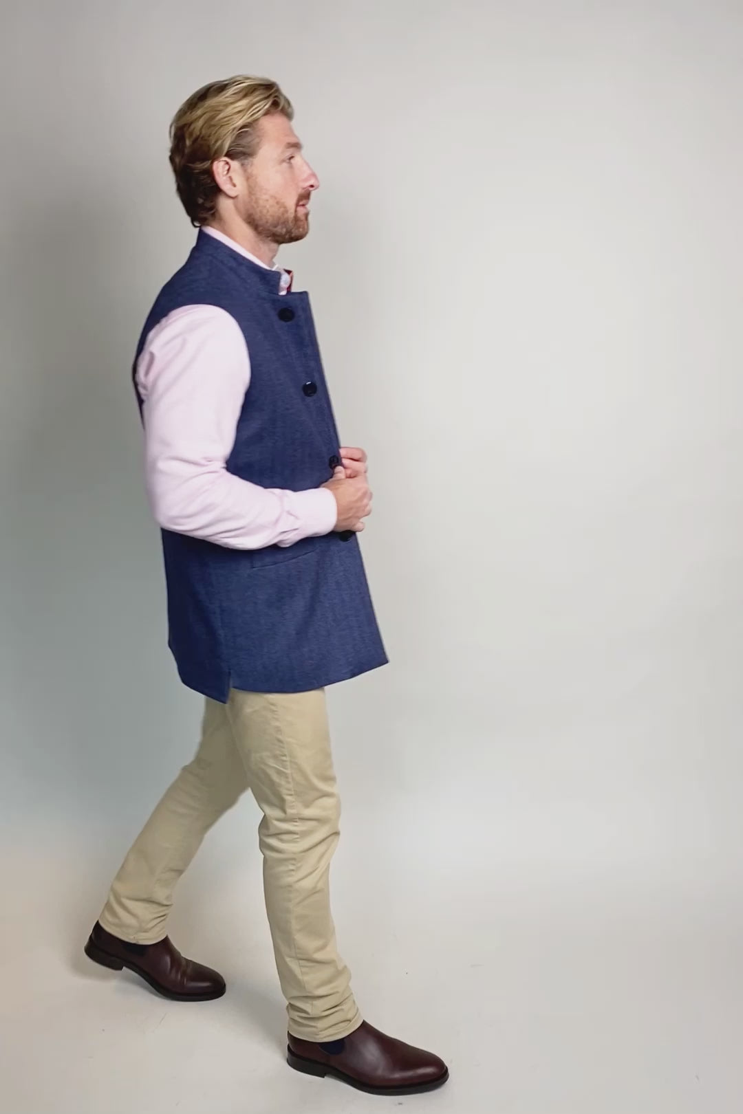 Mara Navy Herringbone Gilet