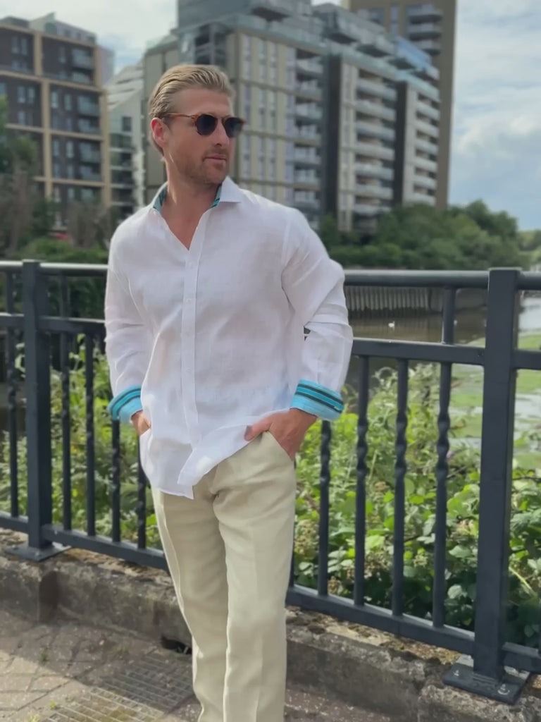 White Linen Shirt - Cutaway Collar