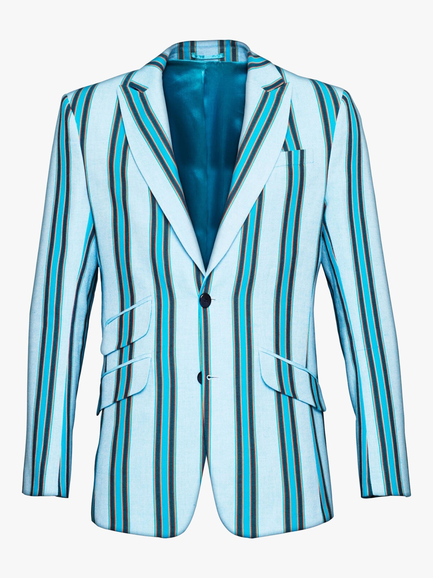 Turquoise Striped Kikoy Blazer