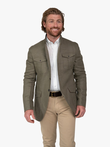 Mara Khaki Linen Safari Jacket