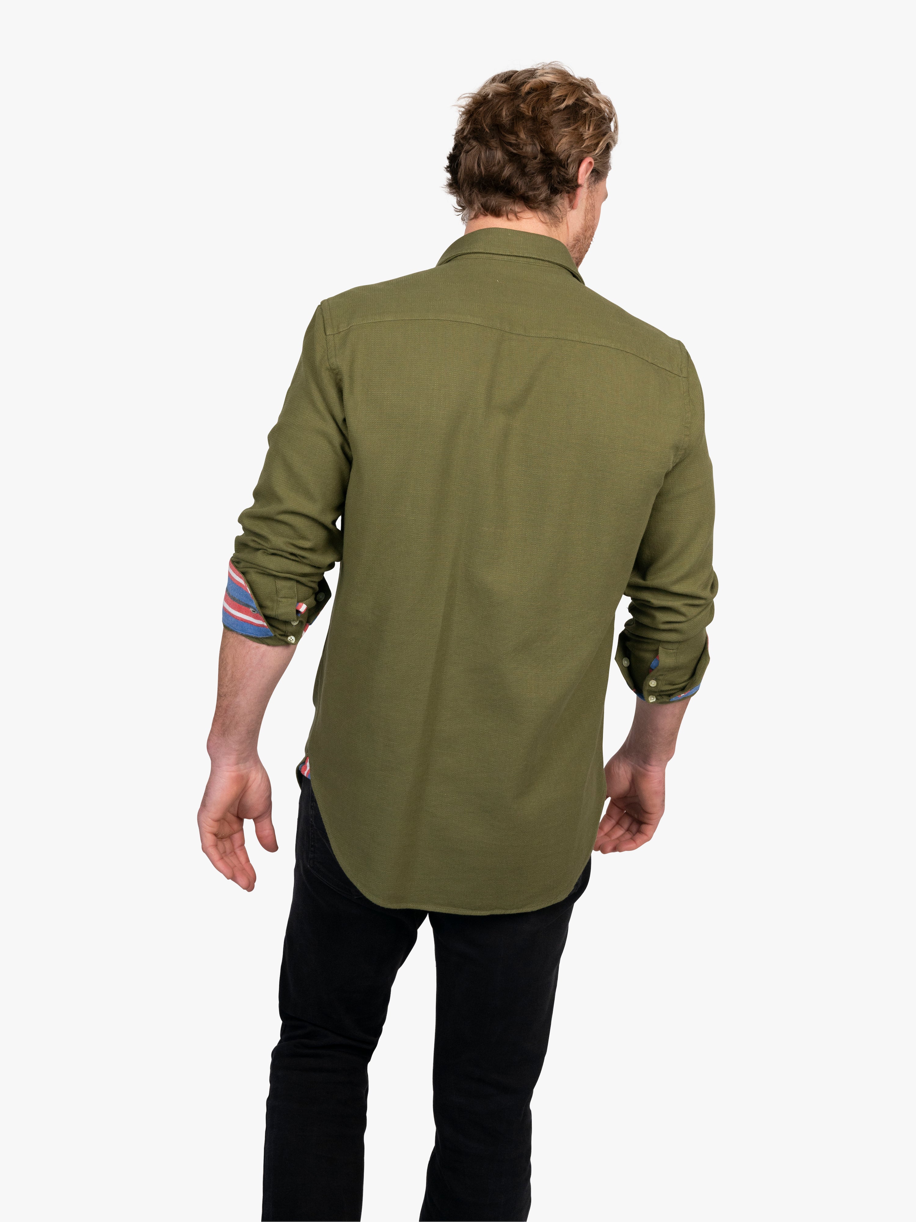 Olive Brushed Cotton Shirt