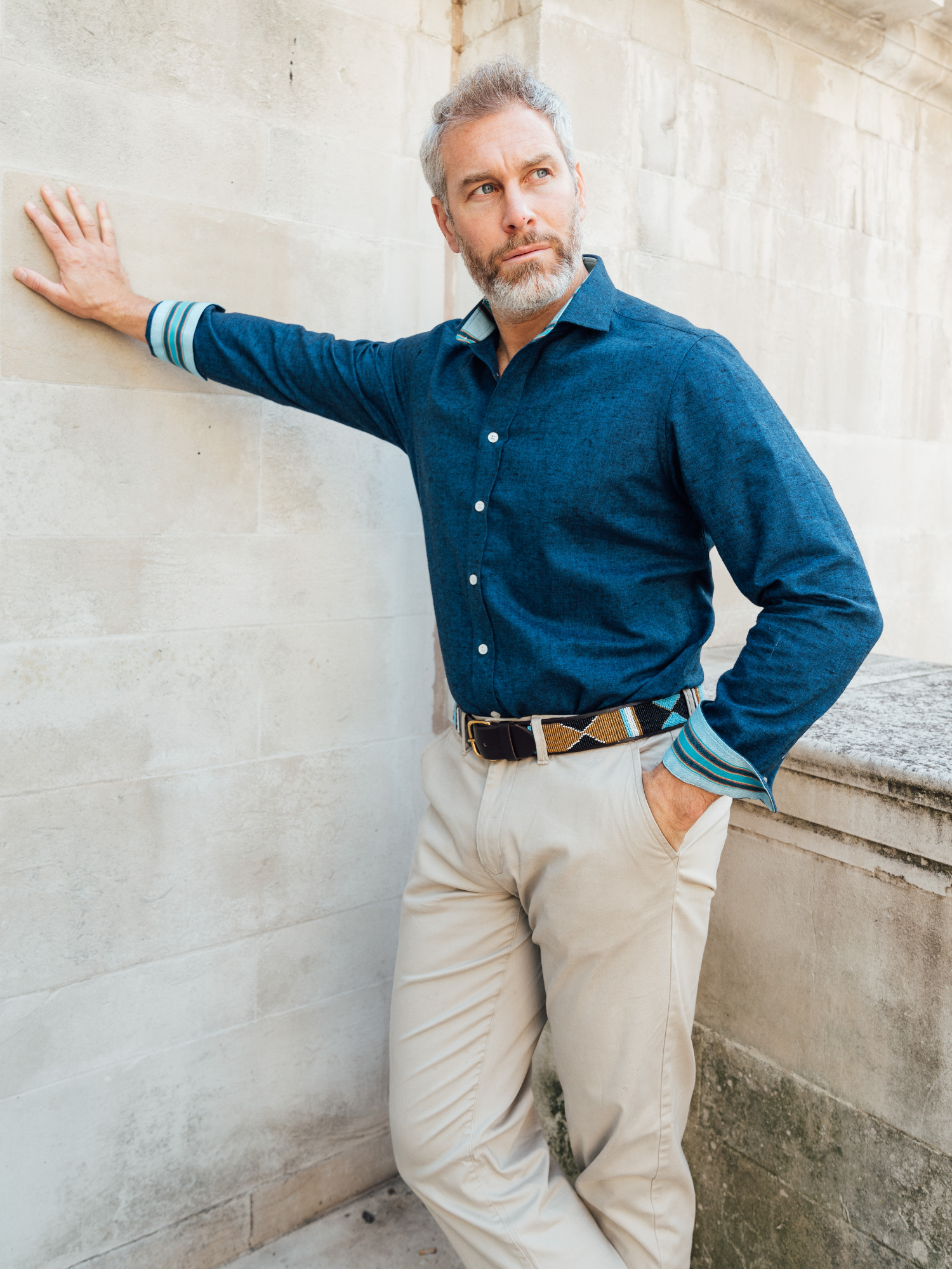 Cheza Navy Cotton/Linen Shirt