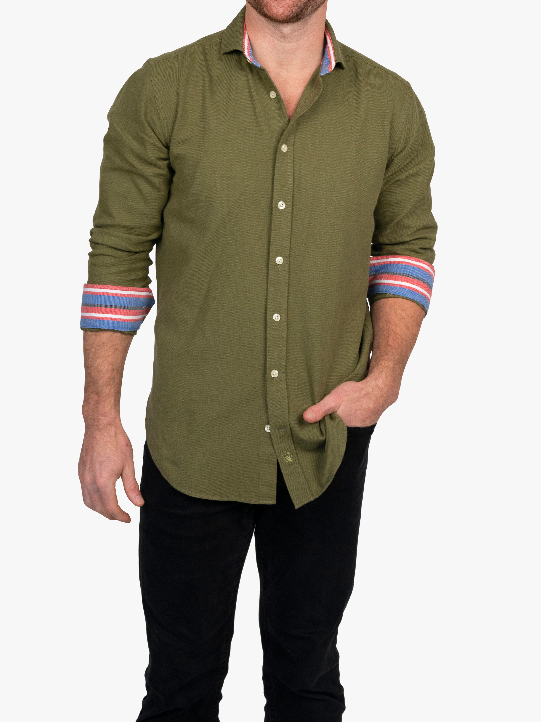 Olive Brushed Cotton Shirt