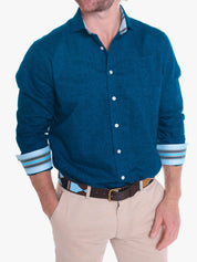 Cheza Navy Cotton/Linen Shirt