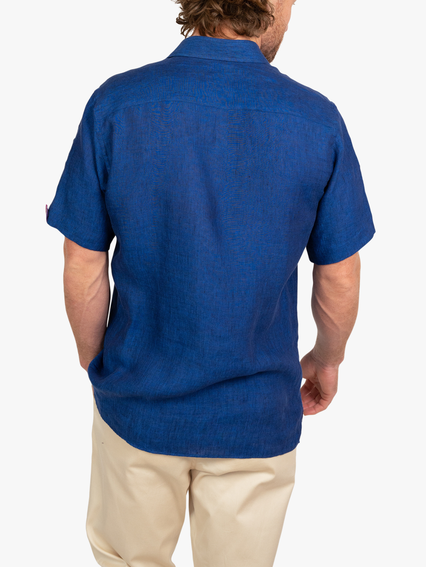 Navy Short-Sleeved Linen Shirt