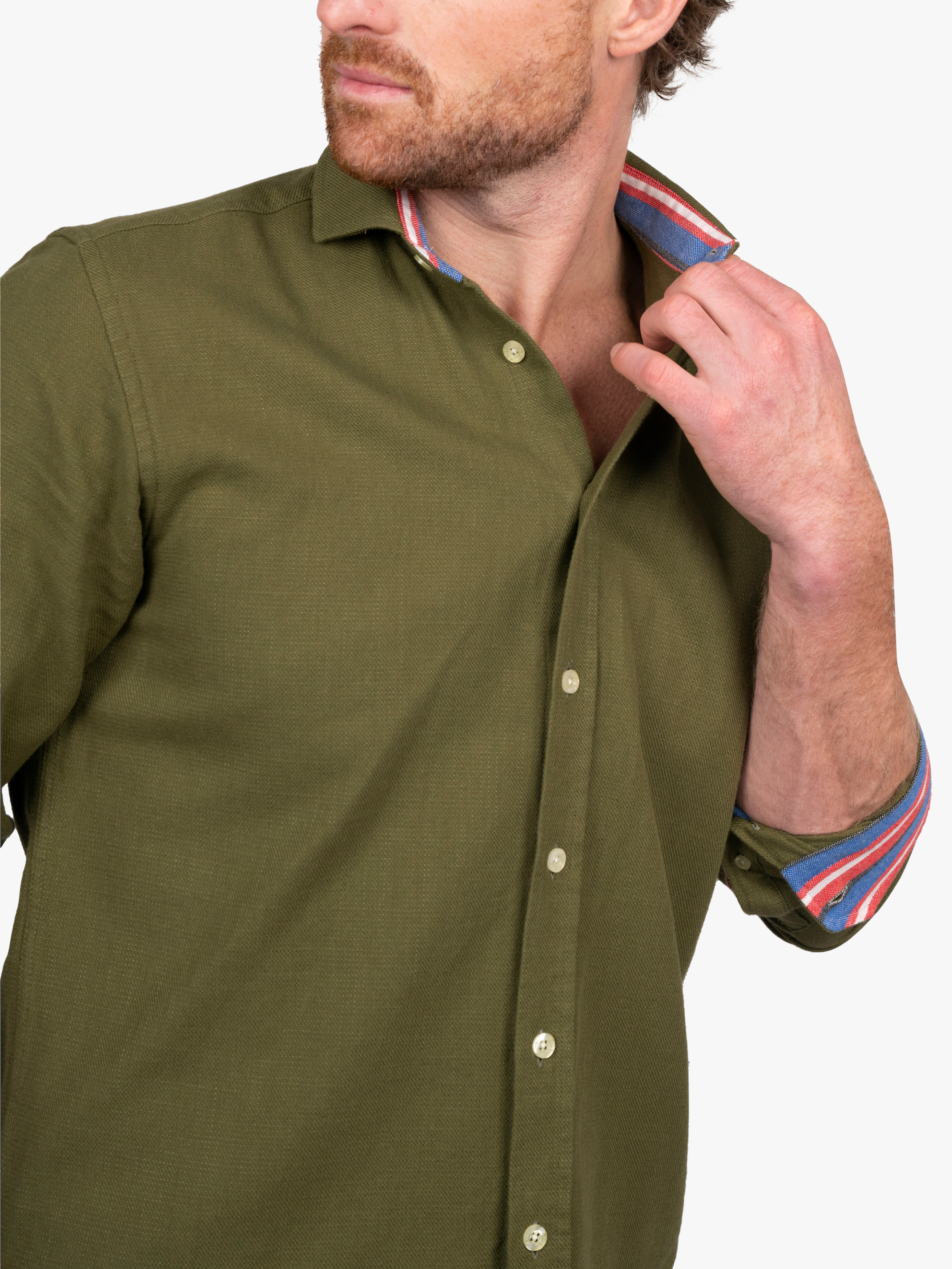 Olive Brushed Cotton Shirt