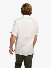 White Short-Sleeved Linen Shirt