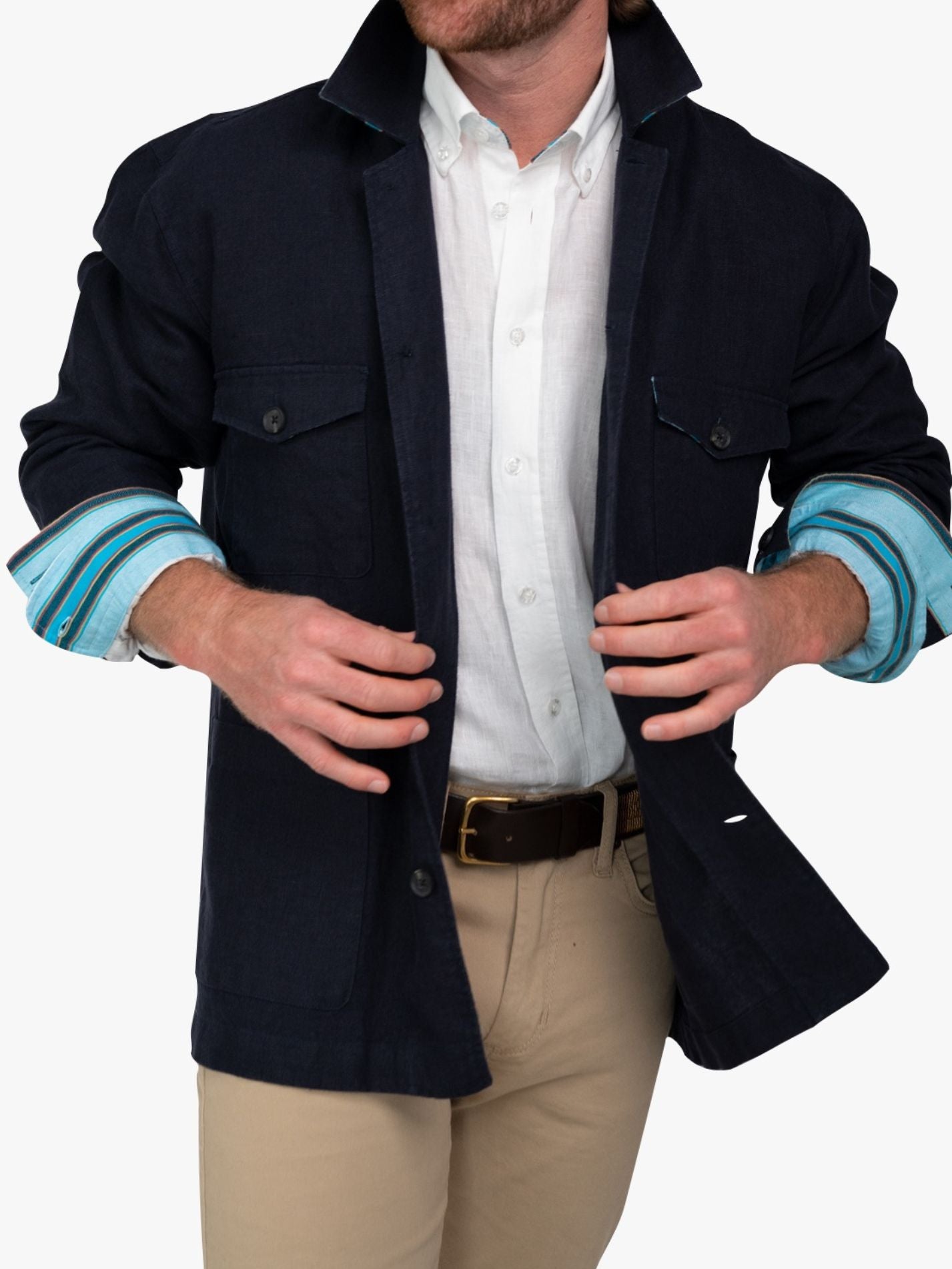 Bahari Navy Linen Shirt-Jacket