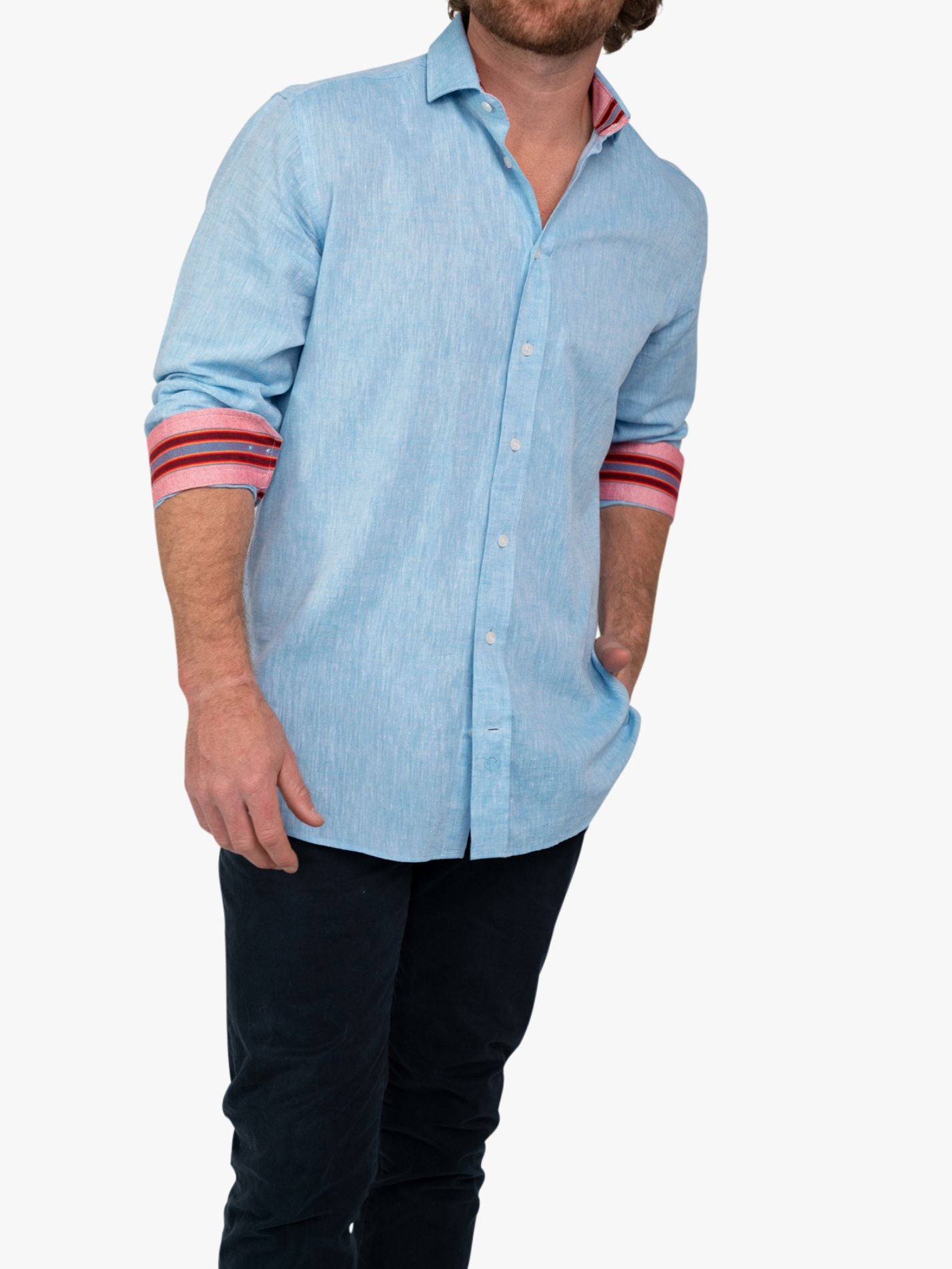 Anga Sky-Blue Linen Shirt