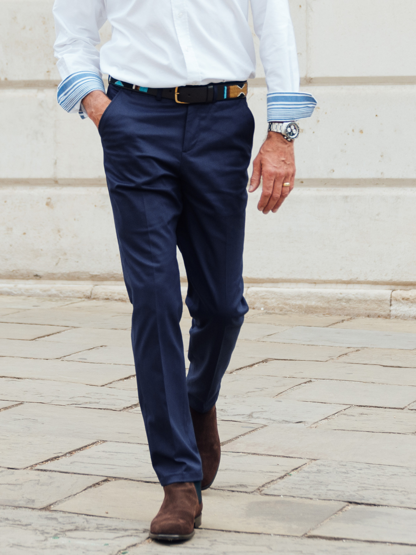 Cheza Navy Chino Trousers