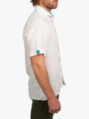 White Short-Sleeved Linen Shirt