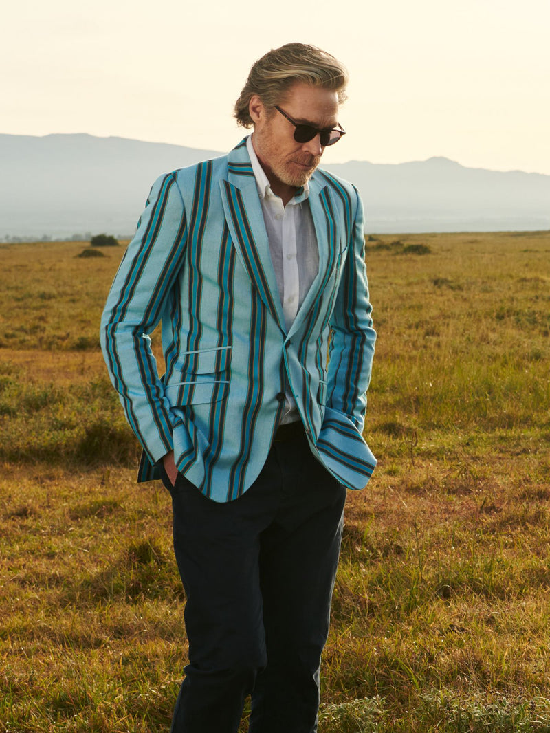 Turquoise Striped Blazer